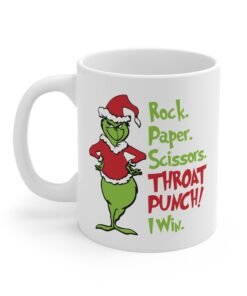 The Grinch Rock Paper Scissors Throat Punch I Win Mug