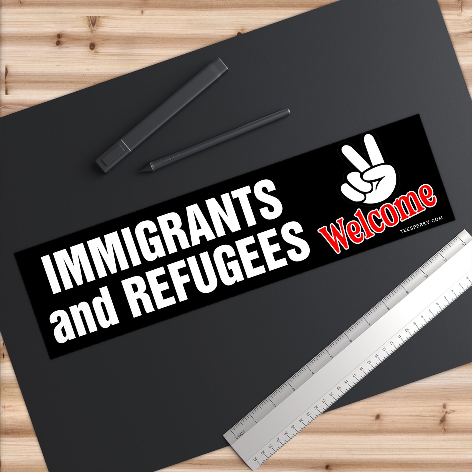 Immigrants and Refugees Welcome Bumper Sticker - Image 6