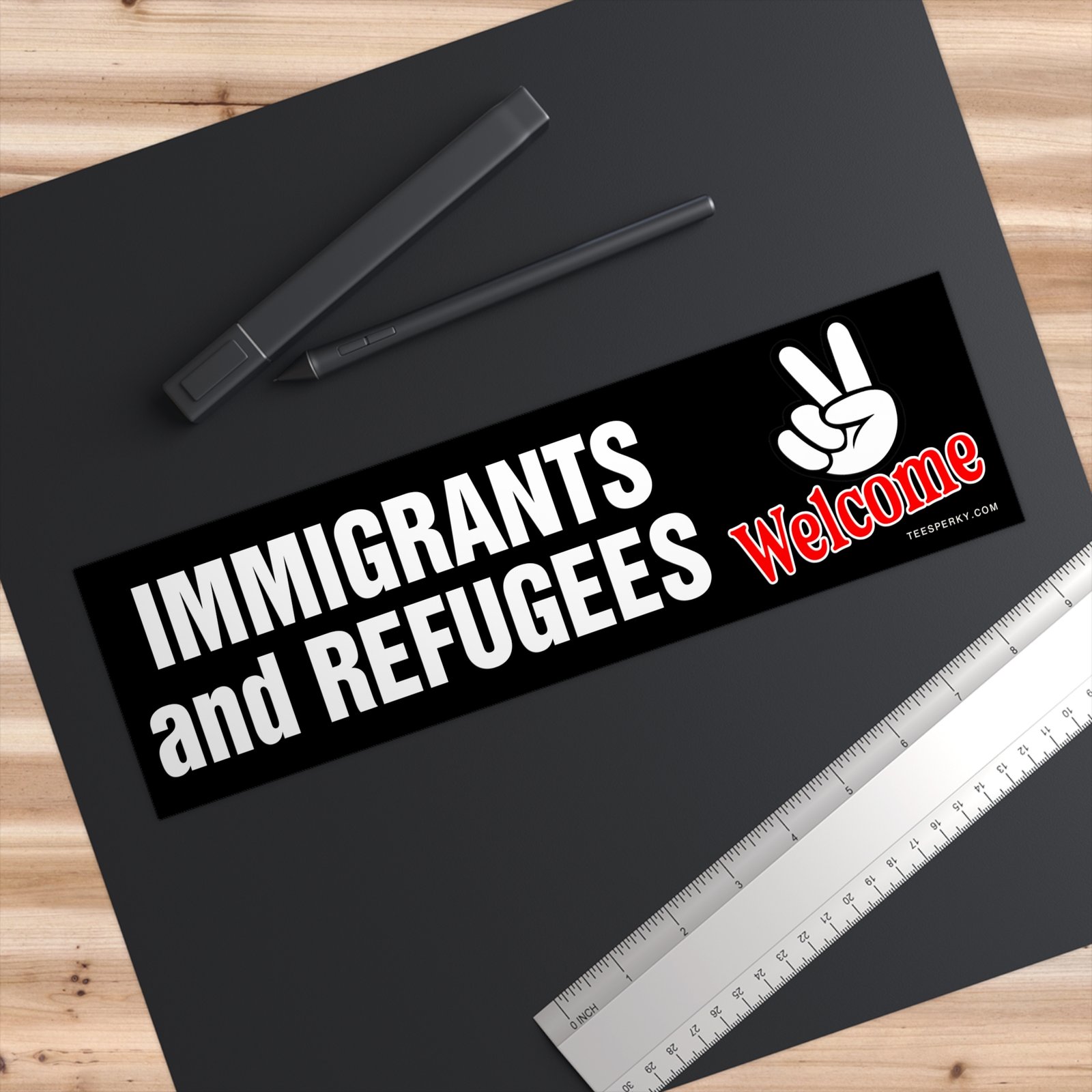 Immigrants and Refugees Welcome Bumper Sticker - Image 3