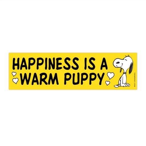 Happiness is a Warm Puppy Snoopy Bumper Sticker