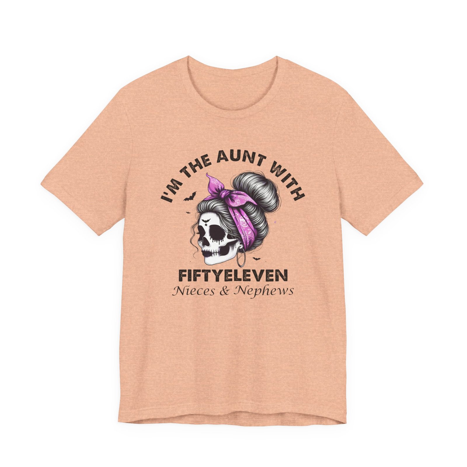 I'm the Aunt with Fifty Eleven – Messy Bun Skull T-Shirt - Image 9