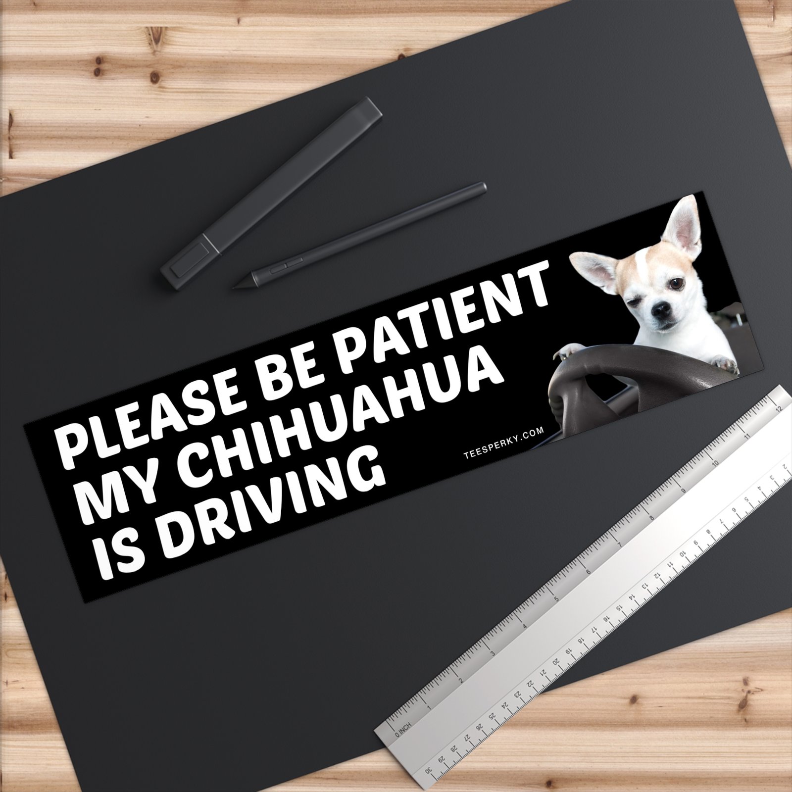 Please Be Patient My Chihuahua Is Driving Bumper Sticker - Image 6