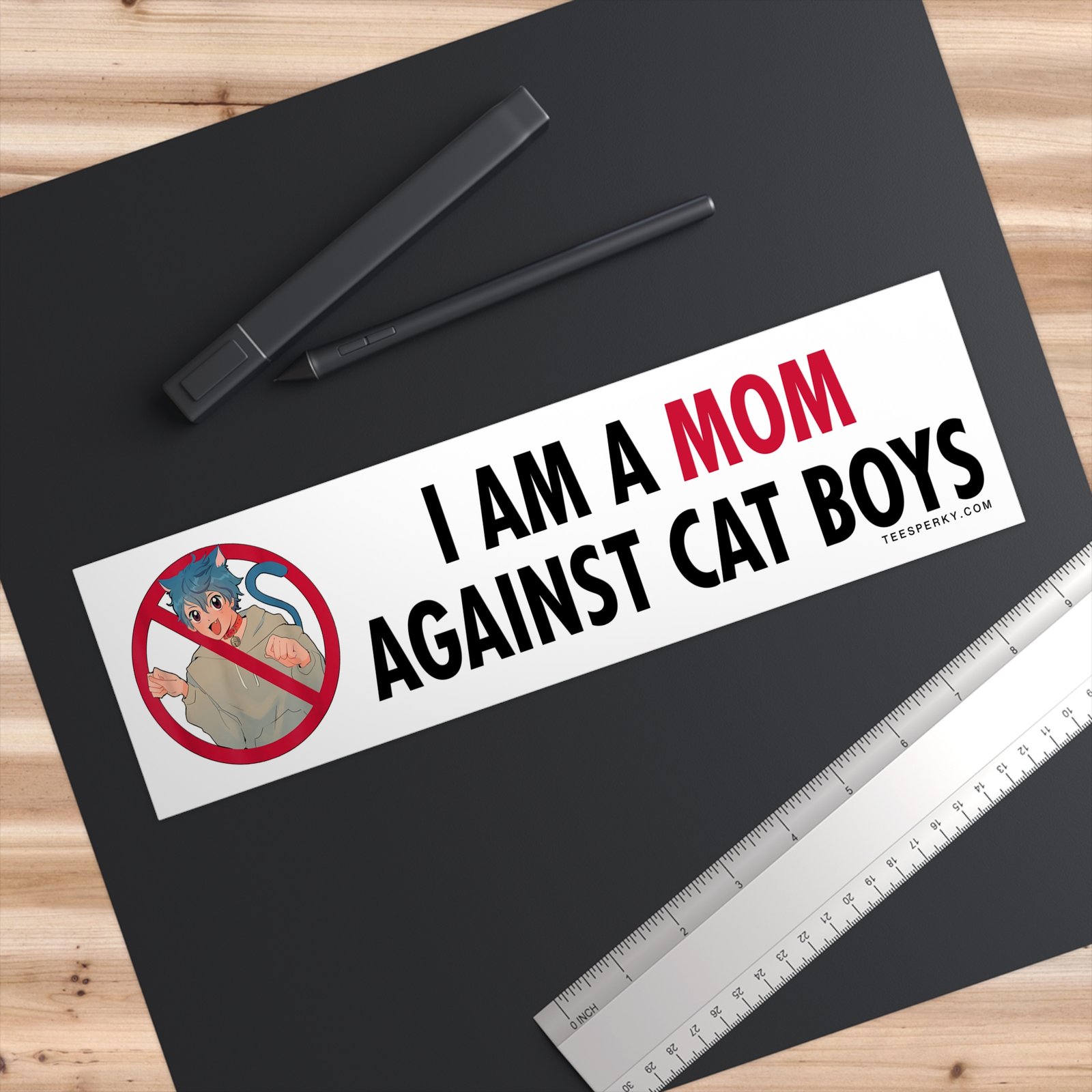 I Am a Mom Against Cat Boys Bumper Sticker - Image 3