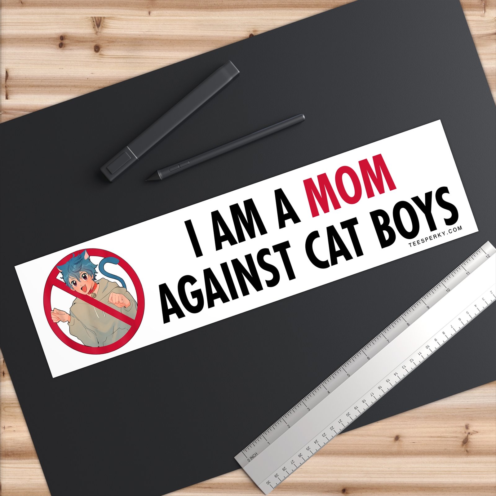 I Am a Mom Against Cat Boys Bumper Sticker - Image 6