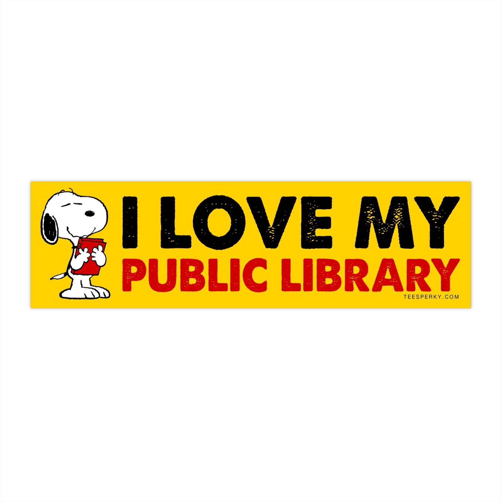 I Love My Public Library Snoopy Bumper Sticker | Teesperky, image size:1600x1600