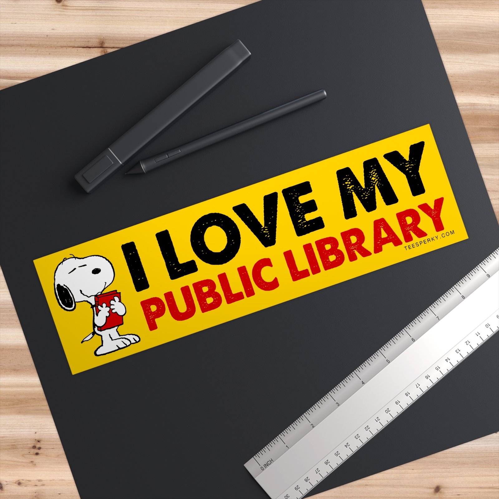 I Love My Public Library Snoopy Bumper Sticker | Teesperky, image size:1600x1600