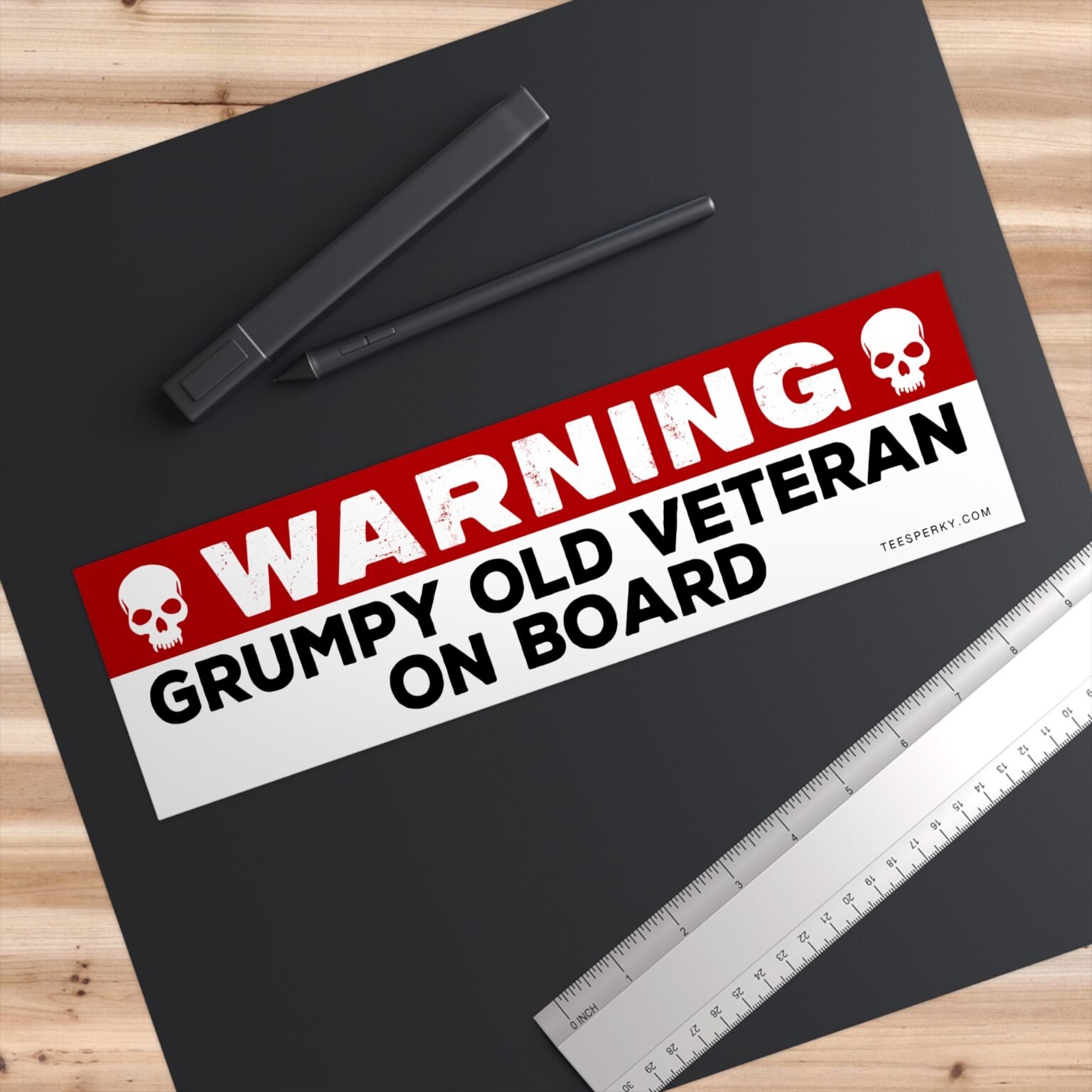 Warning Grumpy Old Veteran on Board Bumper Sticker | Teesperky