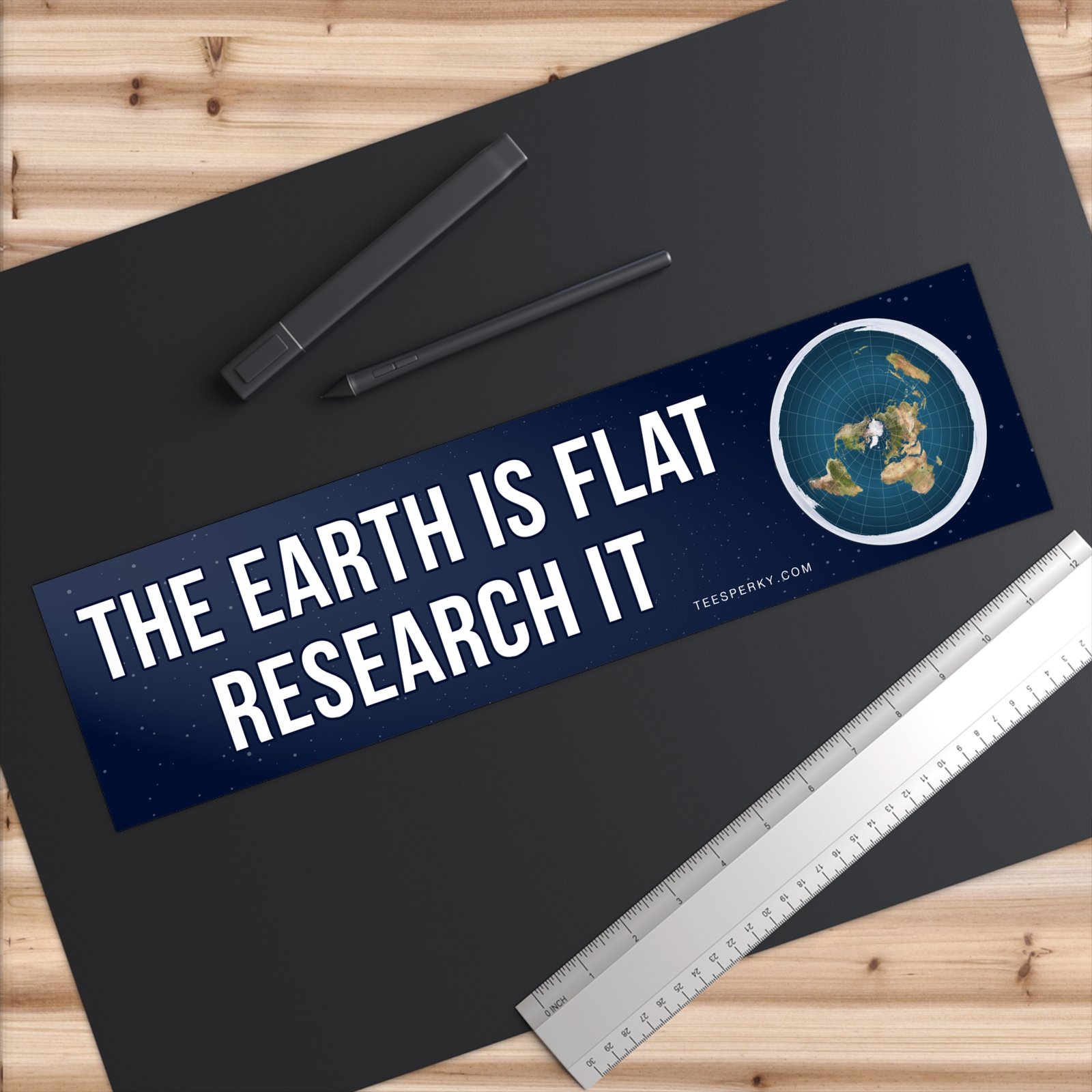 The Earth is Flat Research It Bumper Sticker - Image 6