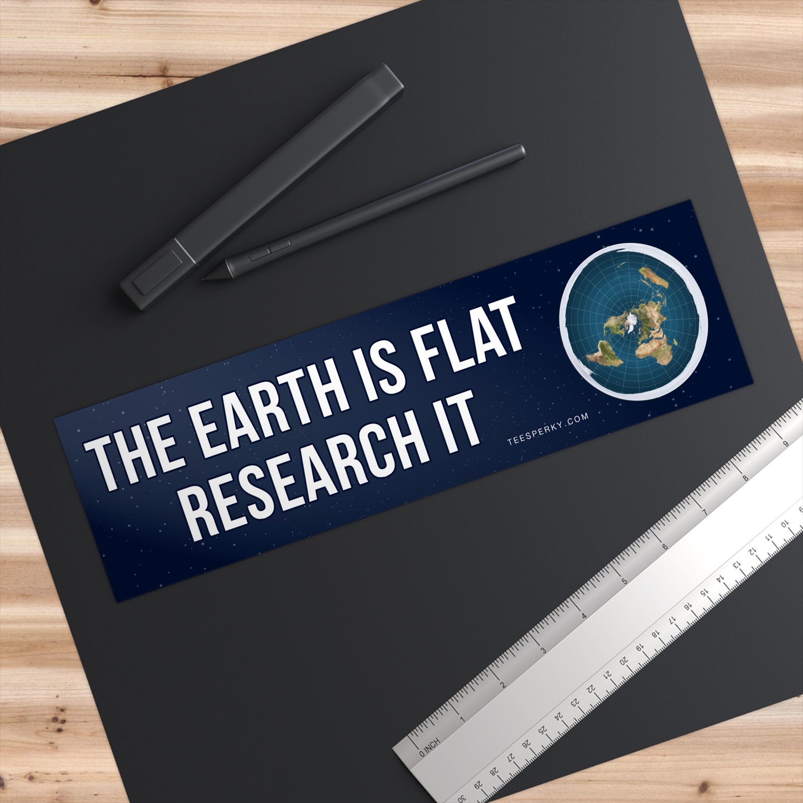 The Earth is Flat Research It Bumper Sticker - Image 3