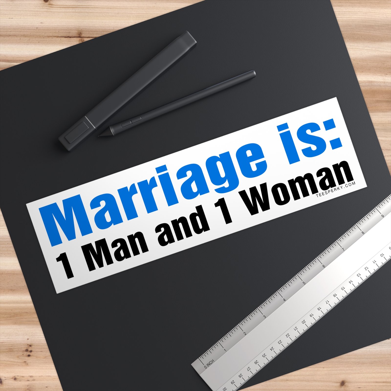 Marriage is 1 Man and 1 Woman Bumper Sticker - Image 3