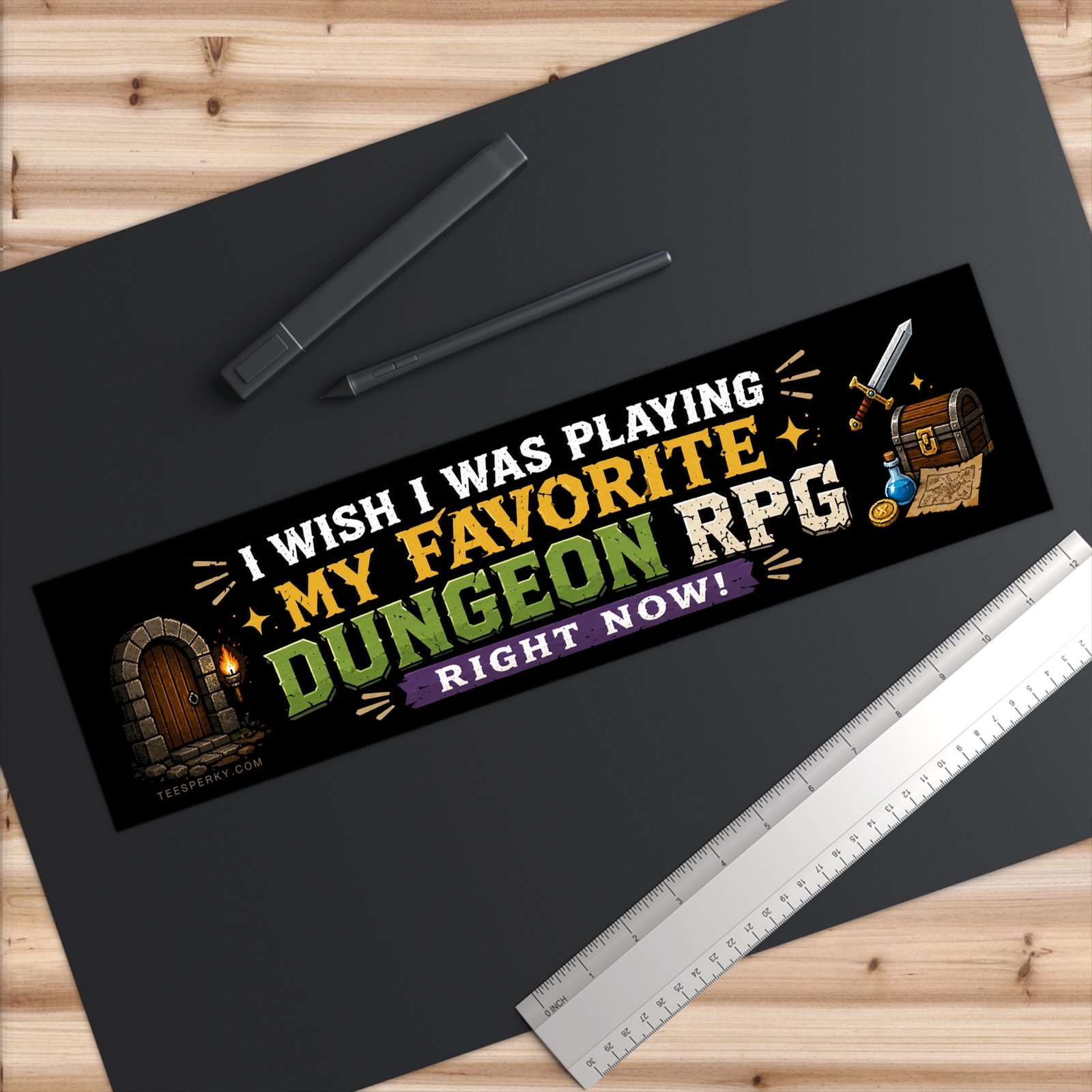 I Wish I Was Playing My Favorite Dungeon RPG Right Now Bumper Sticker - Image 6