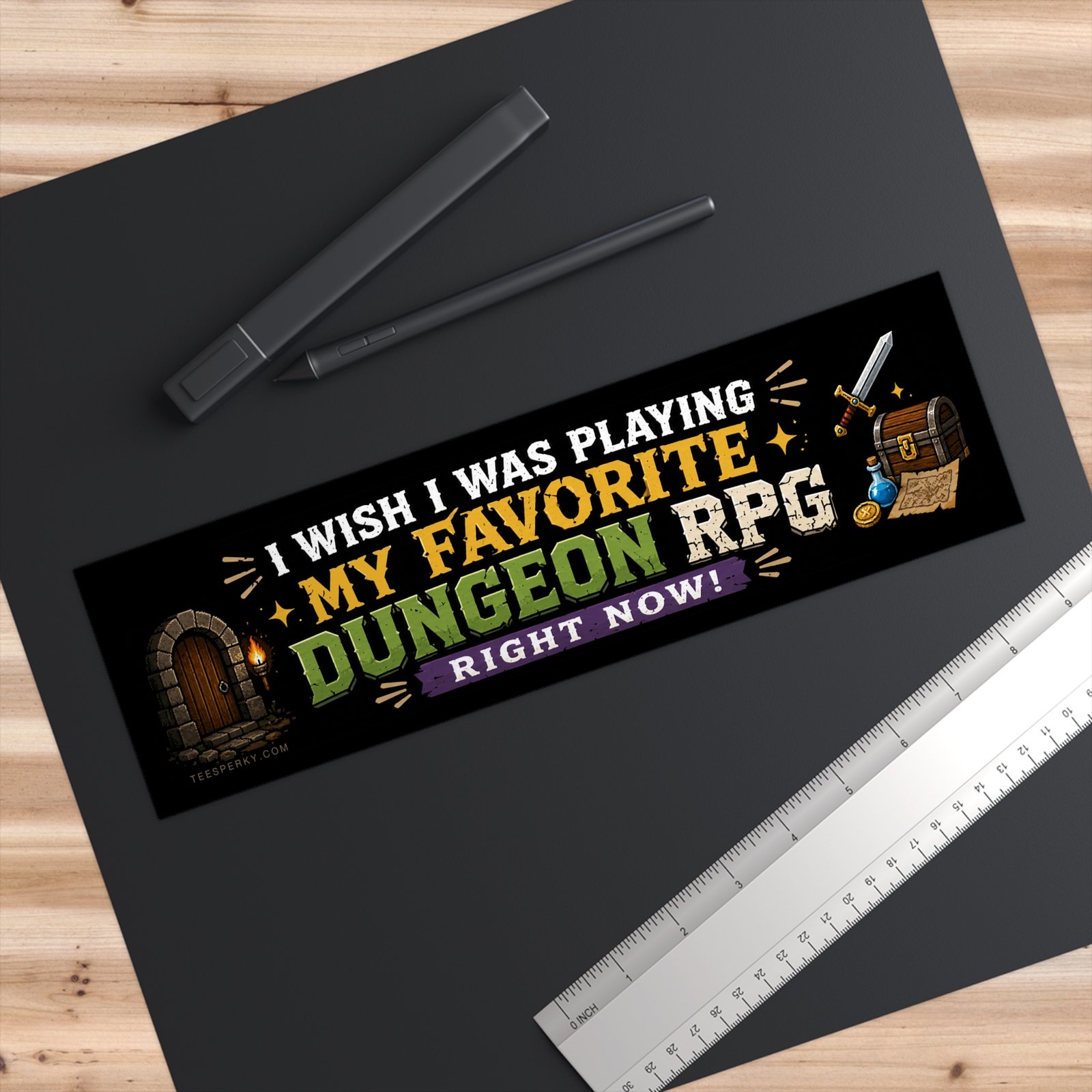I Wish I Was Playing My Favorite Dungeon RPG Right Now Bumper Sticker - Image 3
