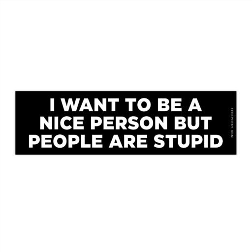 I Want to Be a Nice Person But People Are Stupid Bumper Sticker
