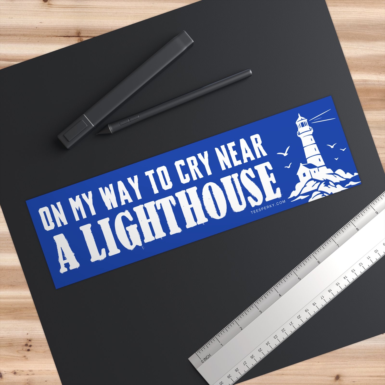 On My Way to Cry Near a Lighthouse Bumper Sticker - Image 3