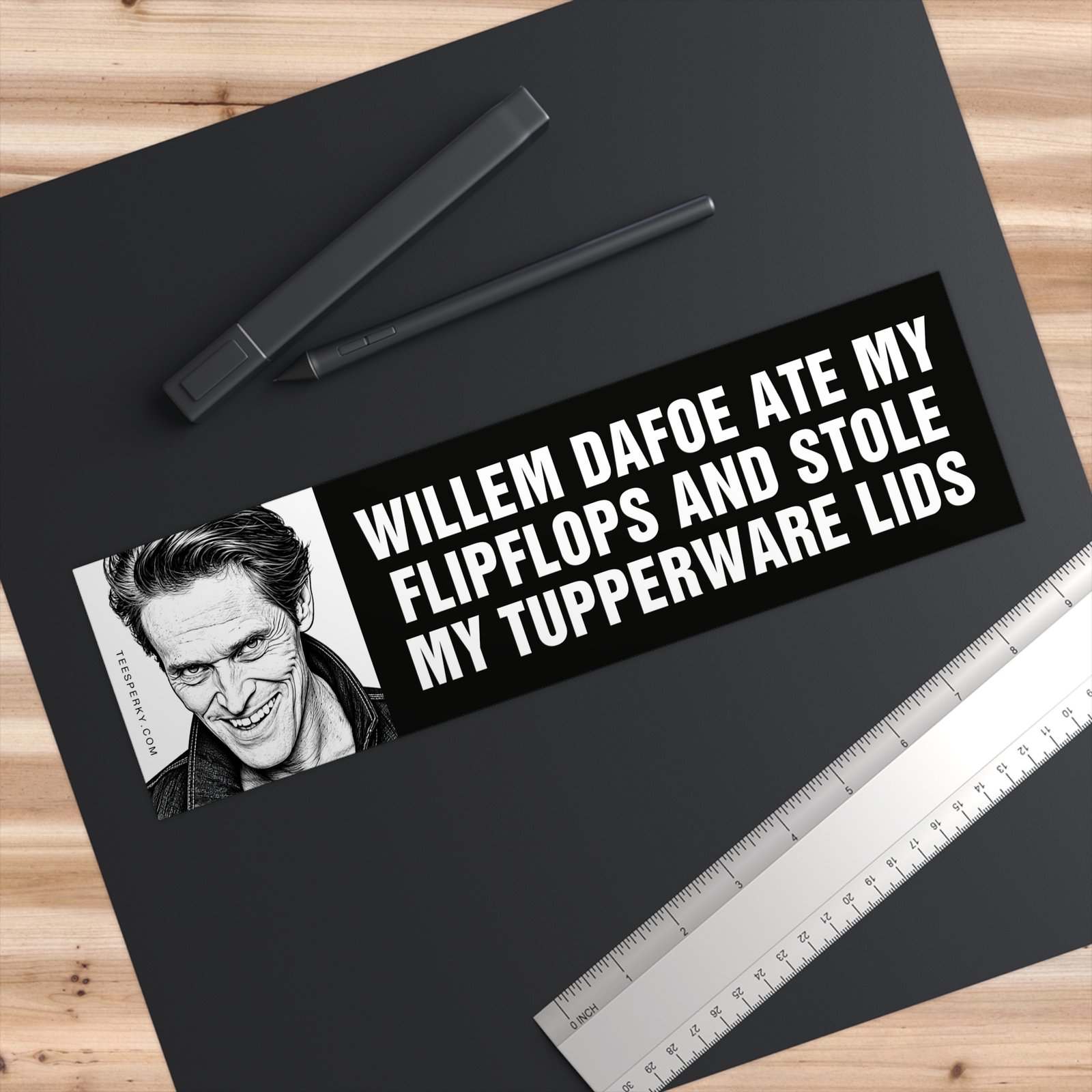 Willem Dafoe Ate My Flipflops Bumper Sticker - Image 3